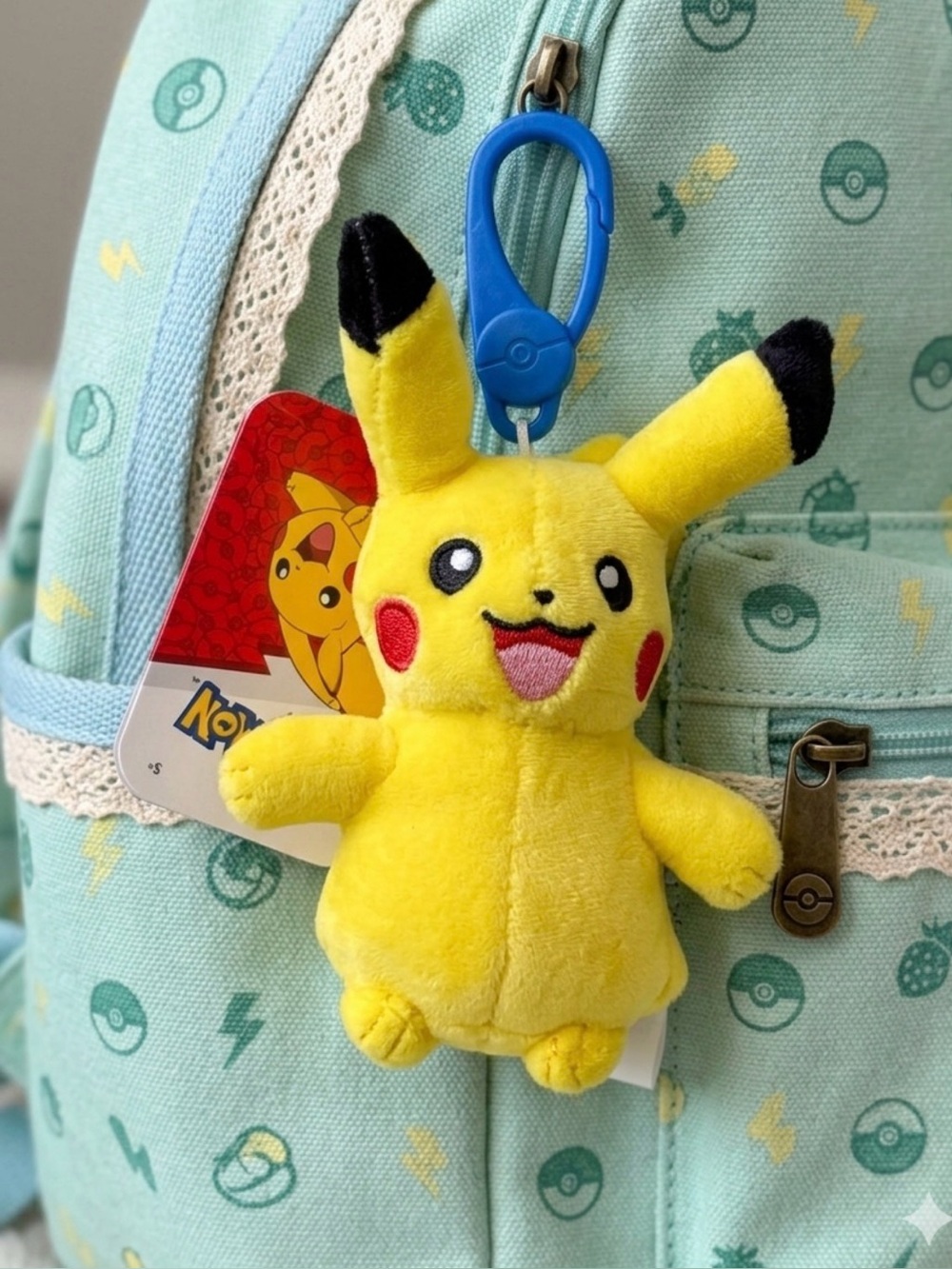 ⚡️ Pokemon Yellow Pikachu Plush Key Clip with Blue Hook Backpacks or Keys⚡️